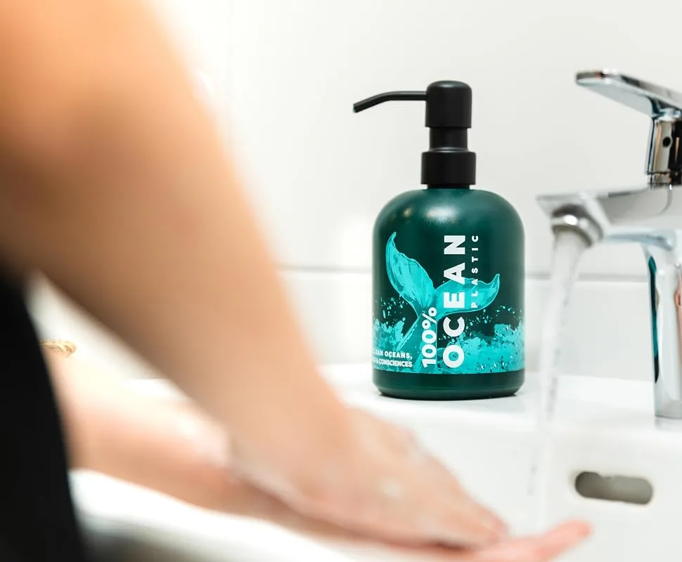 Organic Hand Soap Beach Vibes Spirulina Orange - soap dispenser ocean plastic
