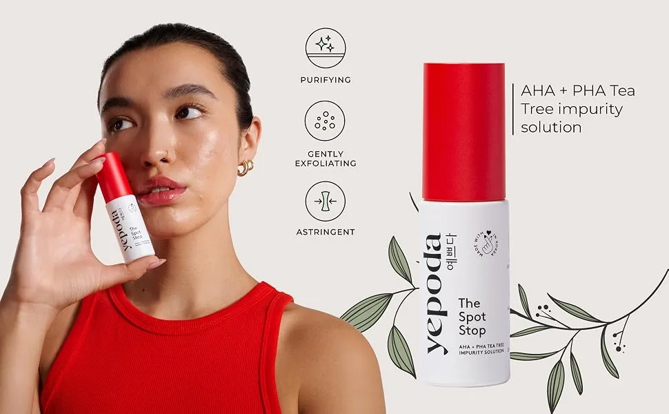 Yepoda - THE SPOT STOP - AHA + PHA Solution for Blemishes with Tea Tree Oil Korean cosmetics (20 ml) - SPOT STOP Efficacy