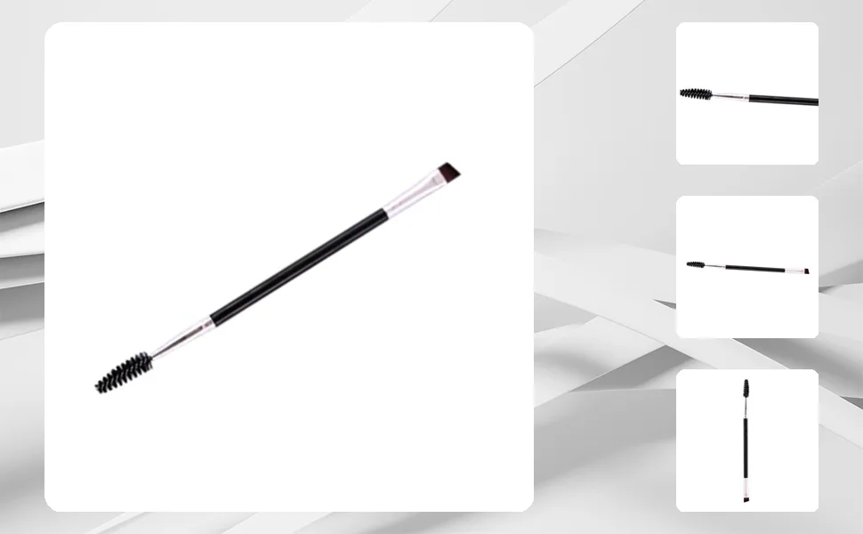 Double Ended Eyebrow Brush Angled Brow Brush with Spoolies Portable Makeup Tool 5.9in - 1417230033211-1