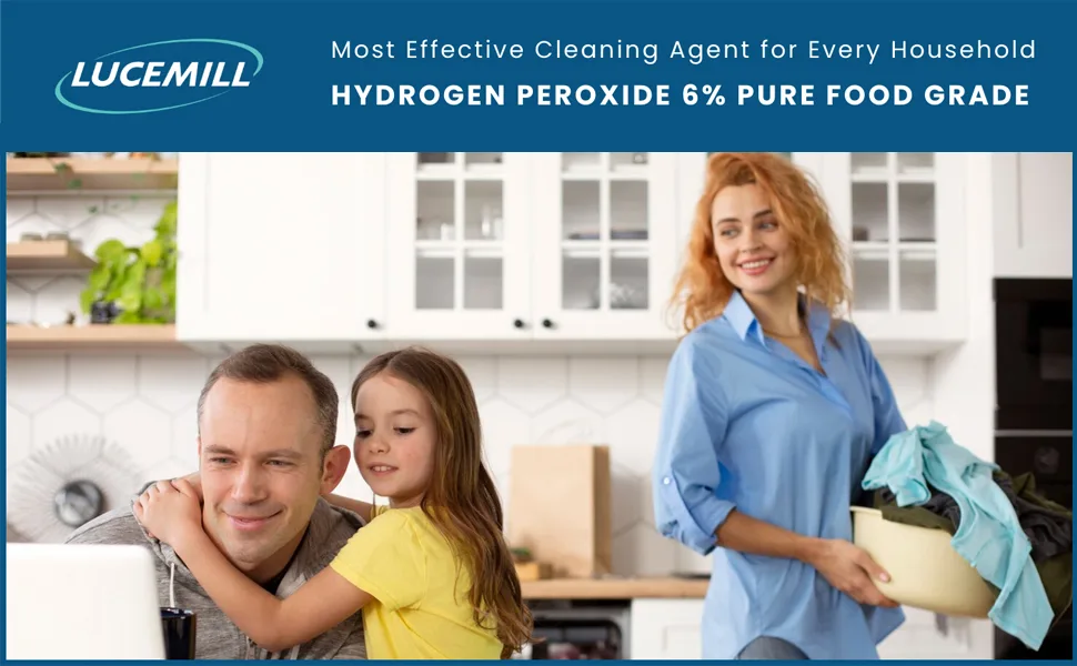 Lucemill Hydrogen Peroxide 6% Food Grade I 1 Litre I Liquid Hydrogen Peroxide Food Grade I Unstabilised I Eco Friendly I Additive Free - Lucemill 1000ml Hydrogen Peroxide 6% Pure Food Grade, Unstabilized & Additive Free