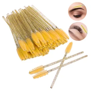 Disposable Eyelash Brushes 50 Pieces Nylon Make-up Brushes Mascara Sticks Eyelashes Eyebrows Disposable Portable Brush (Yellow) - 1417200028417-3