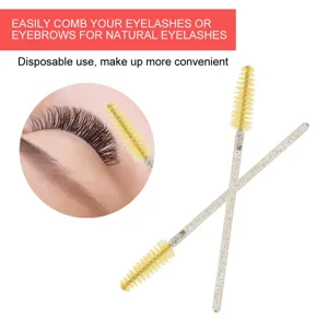 Disposable Eyelash Brushes 50 Pieces Nylon Make-up Brushes Mascara Sticks Eyelashes Eyebrows Disposable Portable Brush (Yellow) - 1417200028417-3