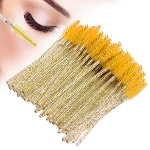 Disposable Eyelash Brushes 50 Pieces Nylon Make-up Brushes Mascara Sticks Eyelashes Eyebrows Disposable Portable Brush (Yellow) - product information 3