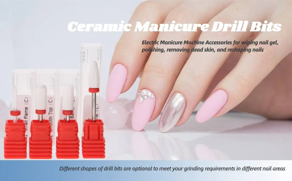Nail Drill Bits Ceramic Manicure Drill Bits Ceramic Burr Podiatry Thick Nails Grinding Head for Manicure Pedicure Cuticle Gel Nail Polishing Red(Rocket Head F) - Nail Drill Bits