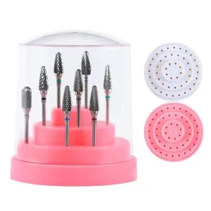 SOESFOUFU 1pc 48 Nail Bit Organizer Display Holder Stand Nails Drill Bits Nail Display Stand Display Storage Nail Drill Bits Holder Nail Grinding Head Storage Written Manicure Pink Size 1 Pink - product information 5