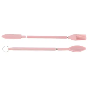 Telescopic Silicone Spatula Pink Reusable Jar Scraper Retractable Mini Makeup Spatula Spoon Set for Cosmetics - product information 2