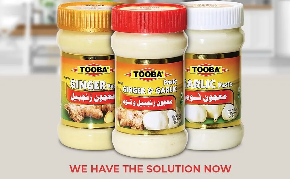 TOOBA Ginger & Garlic Mix Paste |Spicy |Great Flavour |AUTHENTICATE Taste| 1 KG | - Tooba Mix Paste collection