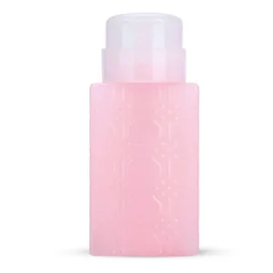 Nail Polish Remover Pump Dispenser 250ml Push Down Pump Dispenser Bottle Empty Bottle Nail Polish Remover Liquid Container for Makeup Remover Nail Art(Square pink) - Nail Polish Remover Pump Dispenser