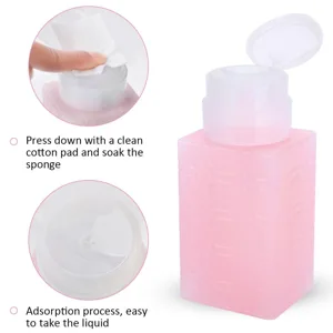 Nail Polish Remover Pump Dispenser 250ml Push Down Pump Dispenser Bottle Empty Bottle Nail Polish Remover Liquid Container for Makeup Remover Nail Art(Square pink) - Nail Polish Remover Pump Dispenser