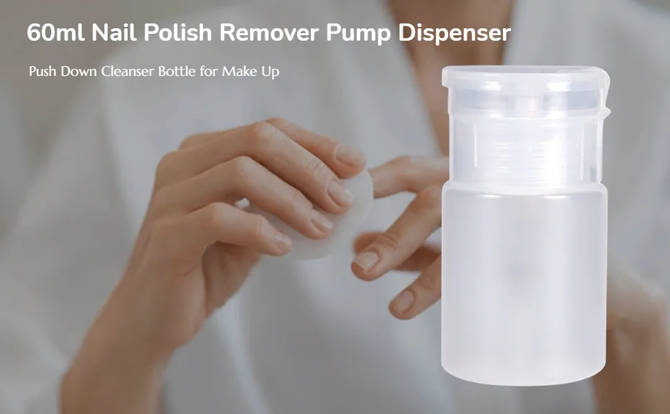 Nail Dispenser Bottle Cleaner Pump Empty Plastic Bottle for Nail Polish Remover Liquid 60 ml Transparent Bottle (White) - Nail Dispenser Bottle