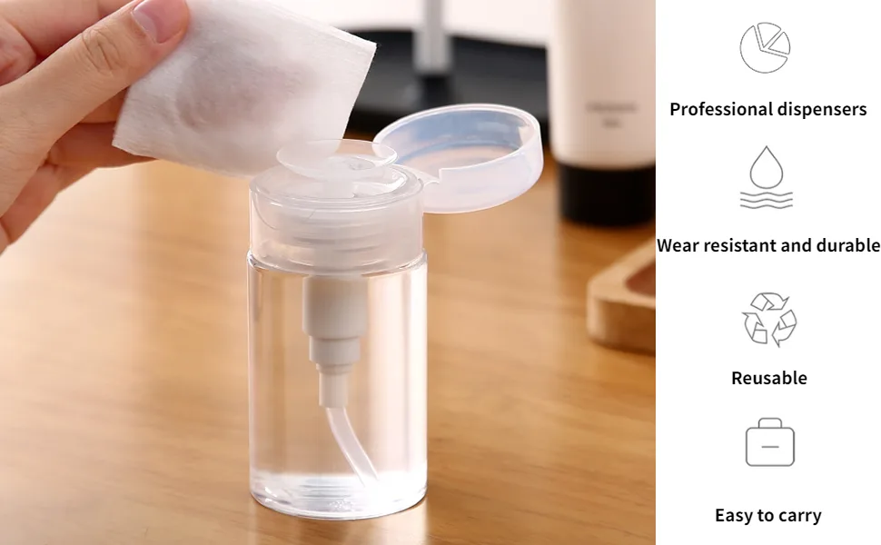 Nail Dispenser Bottle Cleaner Pump Empty Plastic Bottle for Nail Polish Remover Liquid 60 ml Transparent Bottle (White) - Nail Dispenser Bottle