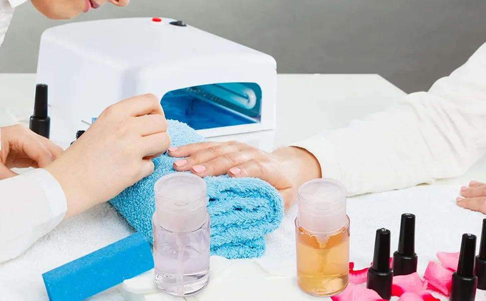 Nail Dispenser Bottle Cleaner Pump Empty Plastic Bottle for Nail Polish Remover Liquid 60 ml Transparent Bottle (White) - Nail Dispenser Bottle