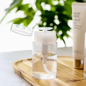 Nail Dispenser Bottle Cleaner Pump Empty Plastic Bottle for Nail Polish Remover Liquid 60 ml Transparent Bottle (White) - Nail Dispenser Bottle