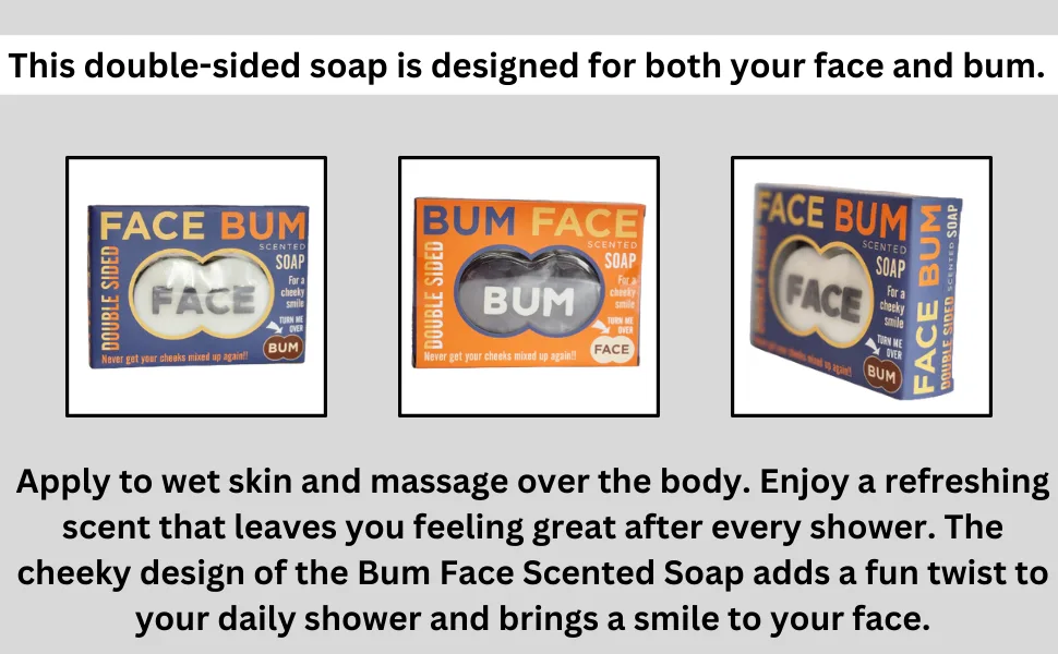Face Bum Scented Soap Double Sided Bath Soap Bars 150g - Bum Face Scented Soap Double-Sided Shower and Bath Soaps Xmas Novelty Gift
