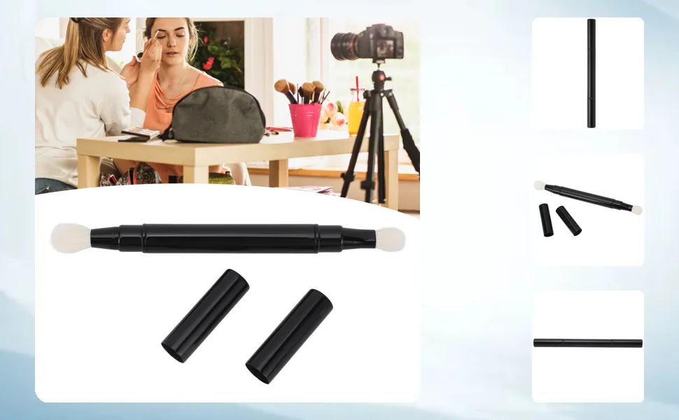 Dual Eyeshadow Brush Retractable Clean Double Sided Eye Makeup Brush Skin Friendly for Outdoor - 1410230068111-1