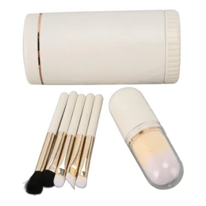 6 in 1 Makeup Brush Set Portable Synthetic Cosmetic Brushes Set for Foundation Blending Powder Eye Shadow with Mirror (White) - product information 3