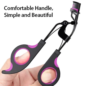 Kaasage Eyelash Curler with Pads - Lash Curler with 5 Extra Silicone Replacement Pads, Get Perfect Curl in 5 Seconds Black - Comfortable Handle
