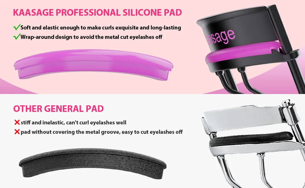 Kaasage Eyelash Curler with Pads - Lash Curler with 5 Extra Silicone Replacement Pads, Get Perfect Curl in 5 Seconds Black - compare
