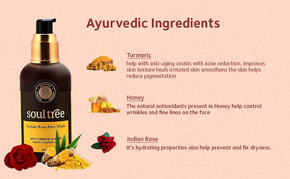 SOULTREE Face Wash (Indian Rose) - Ayurvedic Ingredients