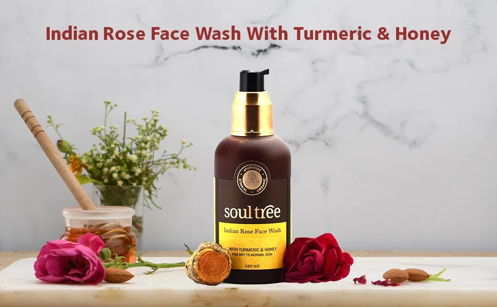 SOULTREE Face Wash (Indian Rose) - Indian Rose Face Wash With Turmeric & Honey