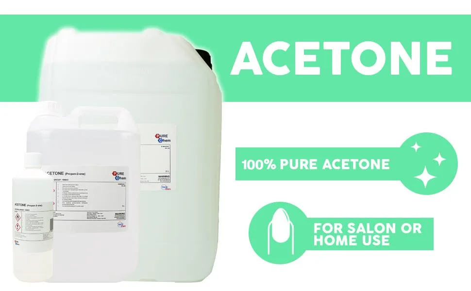 Pure Acetone - Acrylic Nail Remover Nail Polish Remover 99.8% (1L Jerry Container) Clear - Acetone