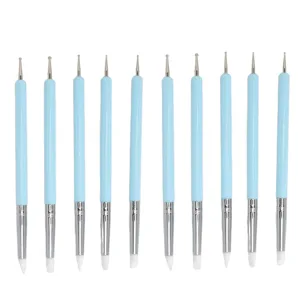 2 Set Dual Tipped Nail Art Dotting Pen Silicone Head Nail Art Sculpture Polish Carving Pen - product information 2