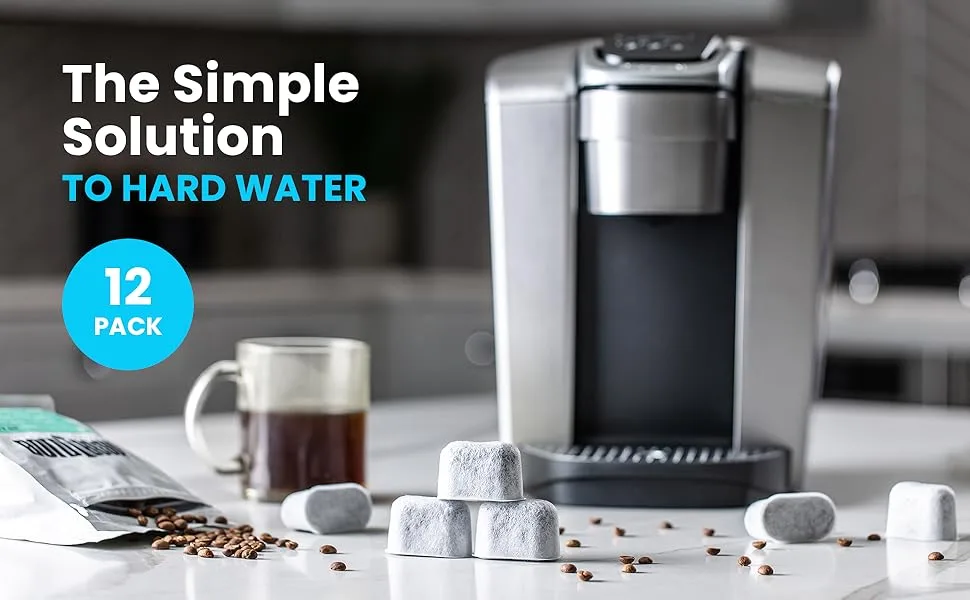 K&J Charcoal Water Filter Pods - 12-Pack Filters for Coffee Maker, Compatible Keurig Filter Replacement (2.0 and older) 12 Count (Pack of 1) - The Simple Solution to Hard Water