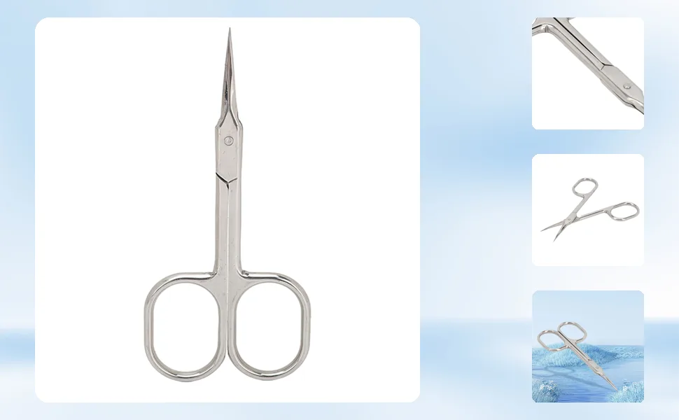 Eyebrow Scissors with Stainless Steel Curved Shape for Facial Hair and Eyelash Trimming Little Manicure Scissors - 1414230036111-1