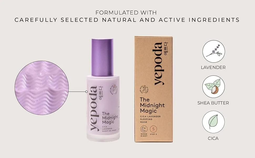 Yepoda - THE MIDNIGHT MAGIC - Slow Aging Night Mask with Cica Korean Cosmetics (50 ml) - Midnight magic ingredients eng