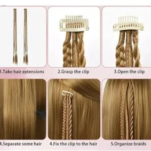 Clip-In Hair Extension Braids Dreadlocks Hair Extensions Clip In Box Braids (Burgundy Pink - 1 Braid On A Clip) - braid