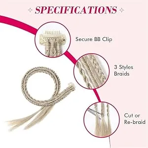 Clip-In Hair Extension Braids Dreadlocks Hair Extensions Clip In Box Braids (Burgundy Pink - 1 Braid On A Clip) - braid