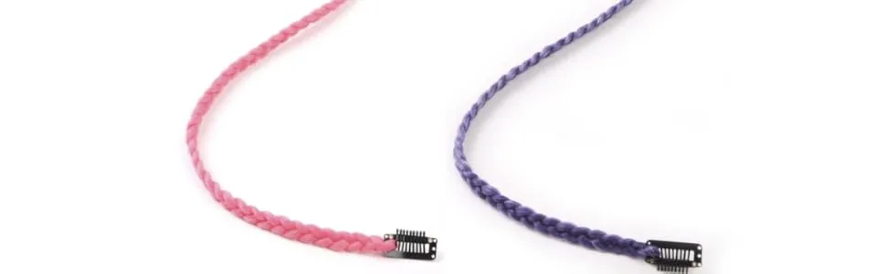 Clip-In Hair Extension Braids Dreadlocks Hair Extensions Clip In Box Braids (Burgundy Pink - 1 Braid On A Clip) - braid