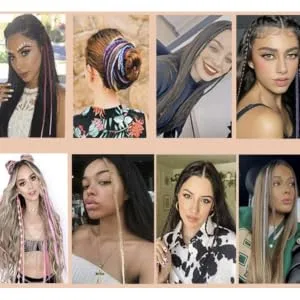 Clip-In Hair Extension Braids Dreadlocks Hair Extensions Clip In Box Braids (Burgundy Pink - 1 Braid On A Clip) - braid