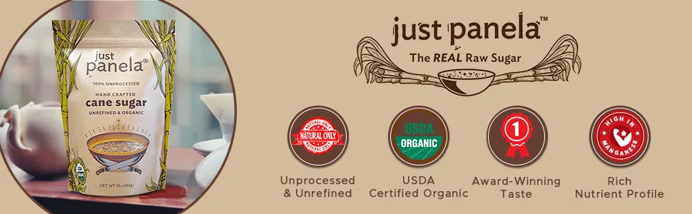 Just Panela Unrefined and Organic Artisanal Cane Sugar - 5 lb bulk bag 5 Pound (Pack of 1) - Cane Sugar