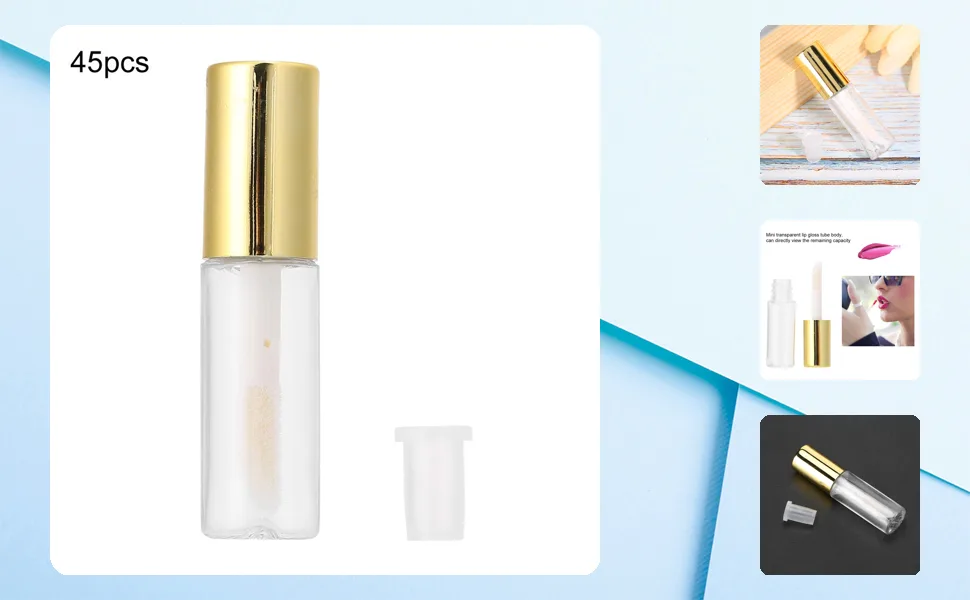 Mini Refillable Empty Lip Gloss Tubes Lipstick Container Dispenser Gold Portable For Traveling - 3117200052411-1