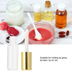 Mini Refillable Empty Lip Gloss Tubes Lipstick Container Dispenser Gold Portable For Traveling - 3117200052411-3
