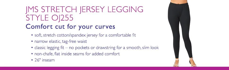 Just My Size Women's Plus-Size Stretch Jersey Full Length Leggings 2X Black - product information 3