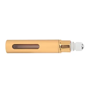 Cryfokt Refillable Perfume Bottle 10ml Empty Roll On Bottle Visible for Fragrances for Parties for Essential Oils for Gym (Gold) - Empty Perfume Bottle