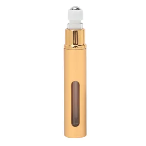 Cryfokt Refillable Perfume Bottle 10ml Empty Roll On Bottle Visible for Fragrances for Parties for Essential Oils for Gym (Gold) - Refillable Perfume Bottle