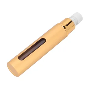 Cryfokt Refillable Perfume Bottle 10ml Empty Roll On Bottle Visible for Fragrances for Parties for Essential Oils for Gym (Gold) - Refillable Perfume Bottle
