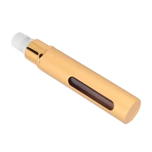 Cryfokt Refillable Perfume Bottle 10ml Empty Roll On Bottle Visible for Fragrances for Parties for Essential Oils for Gym (Gold) - Refillable Perfume Bottle