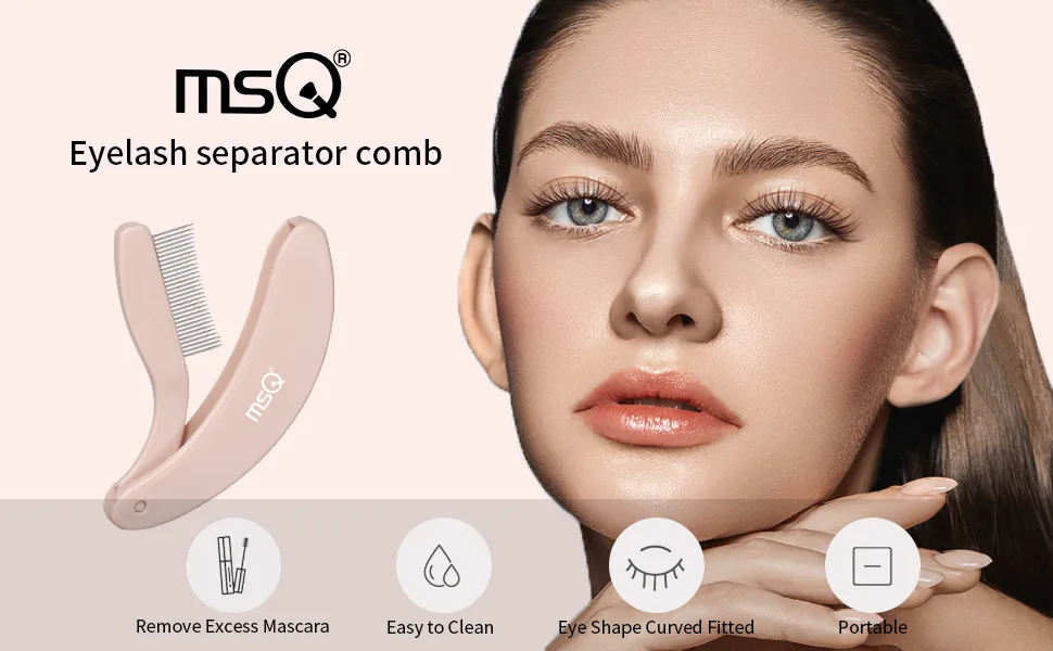 MSQ Folding Eyelash Comb Eyelash Separator Arc Designed Cosmetic Brushes Tool Eyebrow Grooming Brush (Nude) - product information 1