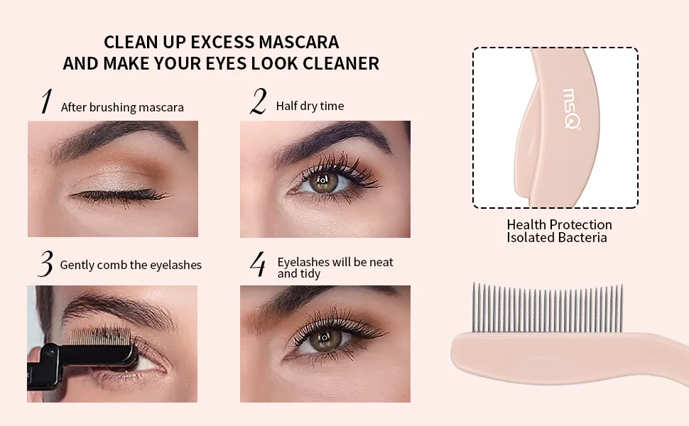 MSQ Folding Eyelash Comb Eyelash Separator Arc Designed Cosmetic Brushes Tool Eyebrow Grooming Brush (Nude) - product information 2