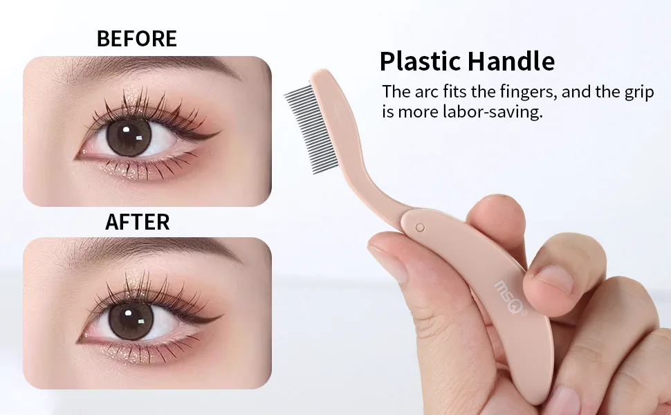 MSQ Folding Eyelash Comb Eyelash Separator Arc Designed Cosmetic Brushes Tool Eyebrow Grooming Brush (Nude) - product information 4