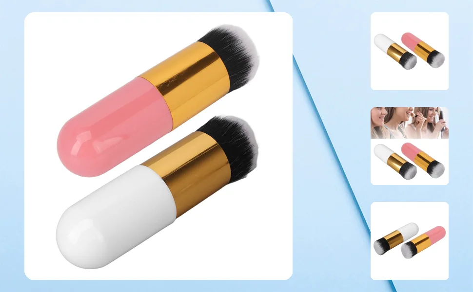 Facial Foundation Makeup Brush Artificial Fiber Soft Skin Friendly Chubby Makeup Brush Pink Gold White Gold - 1410230078411-1