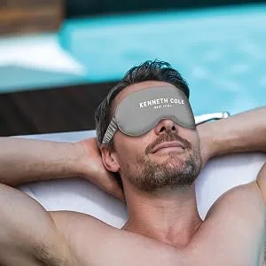 Kenneth Cole Satin Eye Mask - Eyeshade with Elastic Strap Blocks Light Like A Boss and Gets You The Best Night's Sleep Ever Grey - KC Eye mask