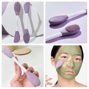 HAPINARY Applicator Brush Mud Applicator Applicator Silicone Brush Facial Clay Brush Silicone Cleansing Brush Scrubber Exfoliator Scrubbers Cleasing Milk Double Head Plastic - product information 3