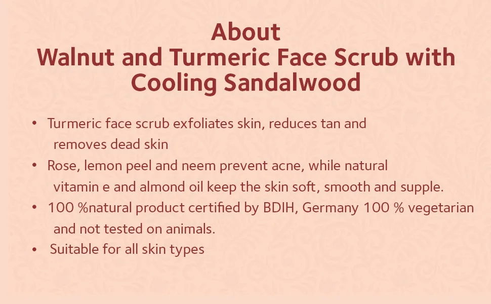 SOULTREE Walnut and Turmeric Face Scrub with Cooling Sandalwood (100 Gram) - About Walnut & Turmeric Face Scrub