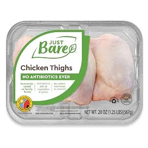 JUST BARE Natural Fresh Chicken Thighs | Antibiotic Free | Bone-In | 1.25 LB - thighs