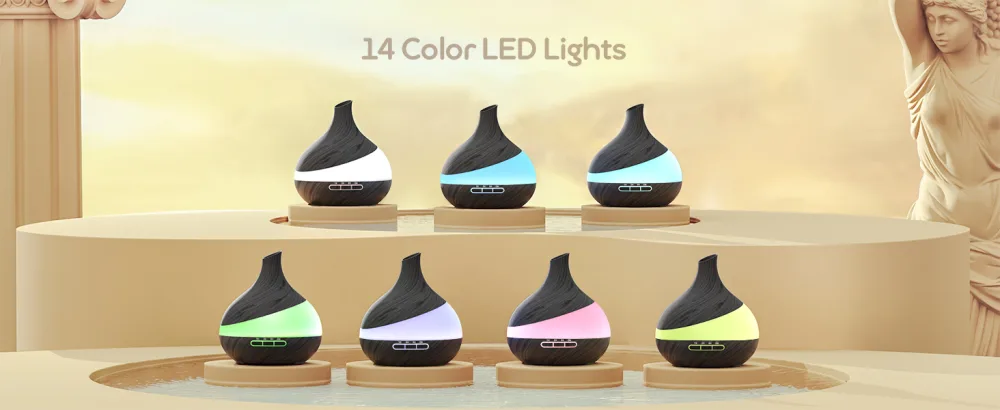 550 ML Essential Oil Diffuser Upgraded Aromatherapy Diffuser for Large Room Aroma diffuser with Remote Control 4 Timer Setting Waterless 14 Color Lights Auto Shut-Off Black - diffuser LED lights